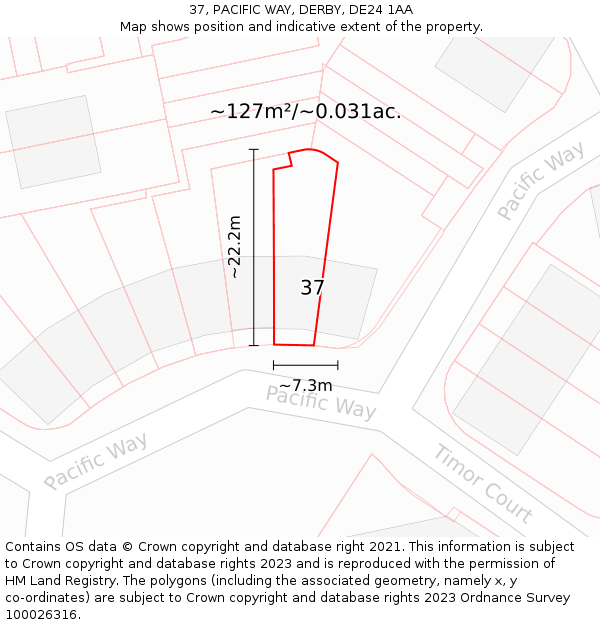 37, PACIFIC WAY, DERBY, DE24 1AA: Plot and title map