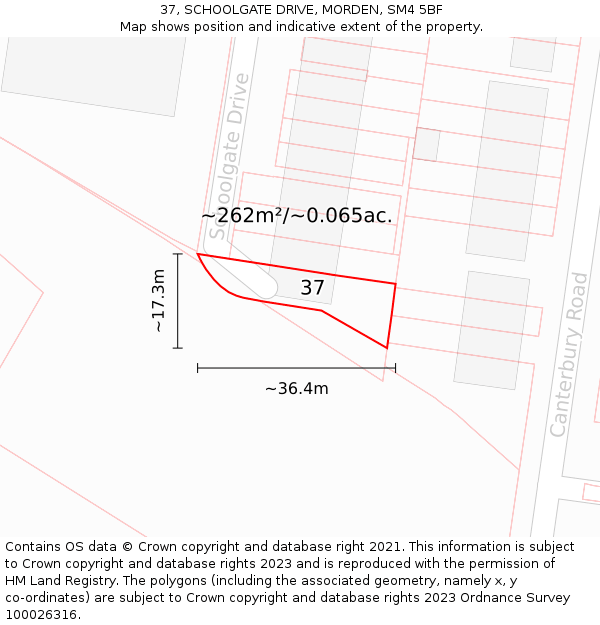 37, SCHOOLGATE DRIVE, MORDEN, SM4 5BF: Plot and title map