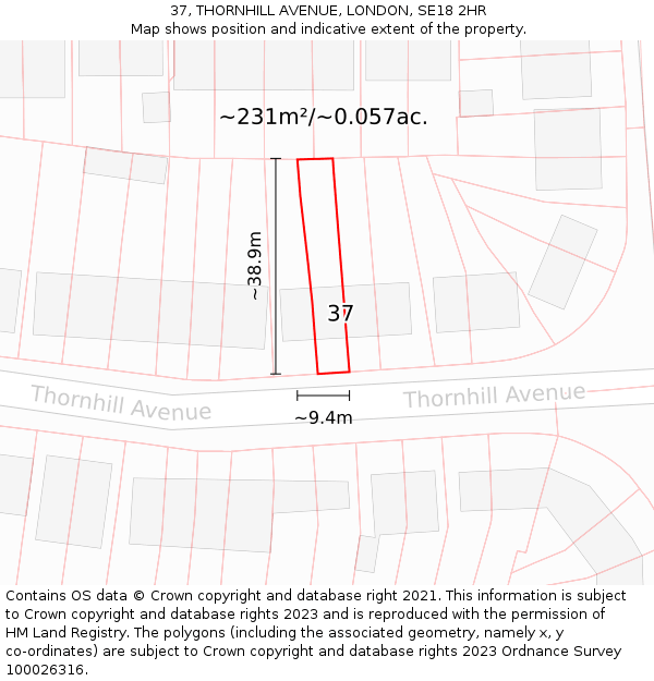 37, THORNHILL AVENUE, LONDON, SE18 2HR: Plot and title map