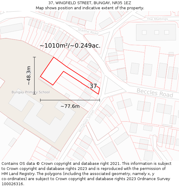37, WINGFIELD STREET, BUNGAY, NR35 1EZ: Plot and title map