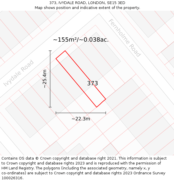 373, IVYDALE ROAD, LONDON, SE15 3ED: Plot and title map