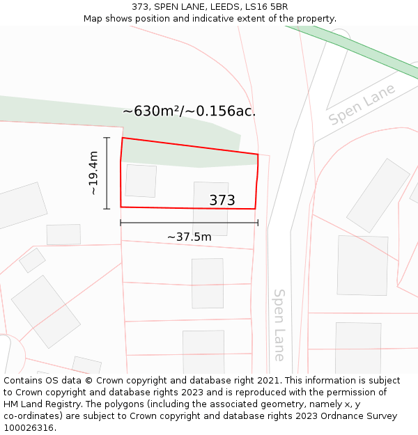 373, SPEN LANE, LEEDS, LS16 5BR: Plot and title map