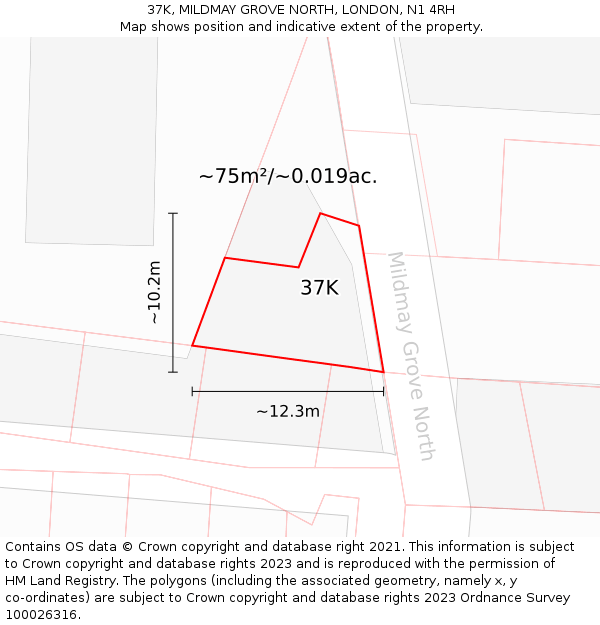 37K, MILDMAY GROVE NORTH, LONDON, N1 4RH: Plot and title map