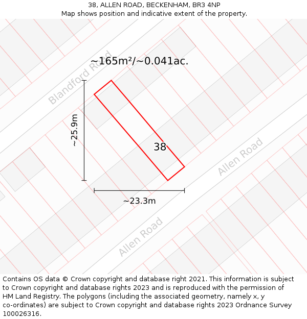 38, ALLEN ROAD, BECKENHAM, BR3 4NP: Plot and title map