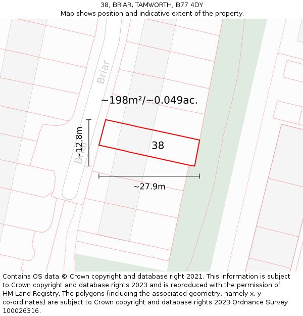 38, BRIAR, TAMWORTH, B77 4DY: Plot and title map