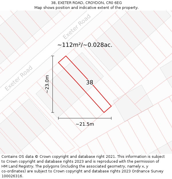 38, EXETER ROAD, CROYDON, CR0 6EG: Plot and title map