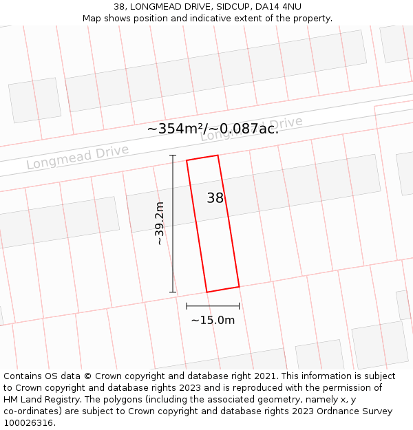 38, LONGMEAD DRIVE, SIDCUP, DA14 4NU: Plot and title map