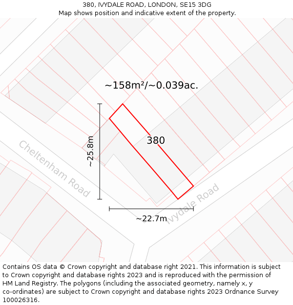 380, IVYDALE ROAD, LONDON, SE15 3DG: Plot and title map