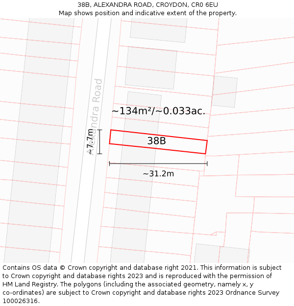 38B, ALEXANDRA ROAD, CROYDON, CR0 6EU: Plot and title map