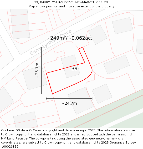 39, BARRY LYNHAM DRIVE, NEWMARKET, CB8 8YU: Plot and title map