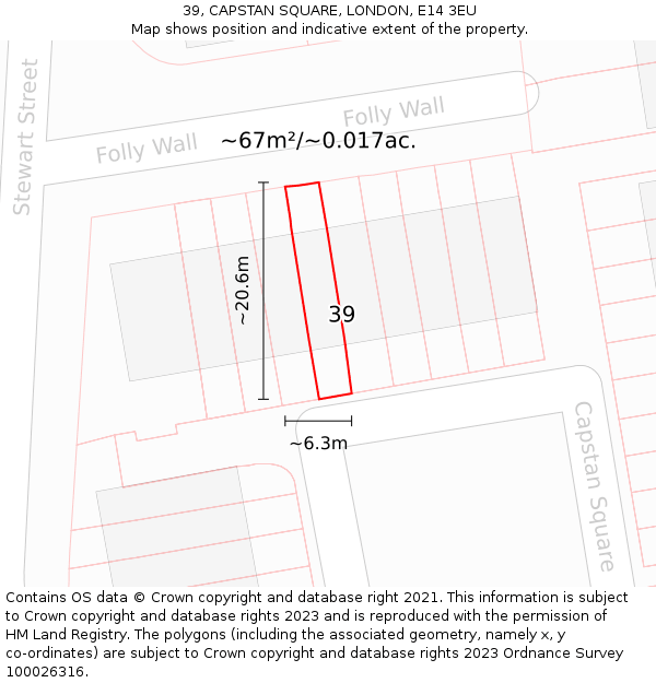39, CAPSTAN SQUARE, LONDON, E14 3EU: Plot and title map