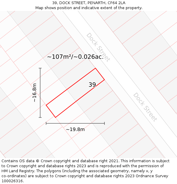 39, DOCK STREET, PENARTH, CF64 2LA: Plot and title map