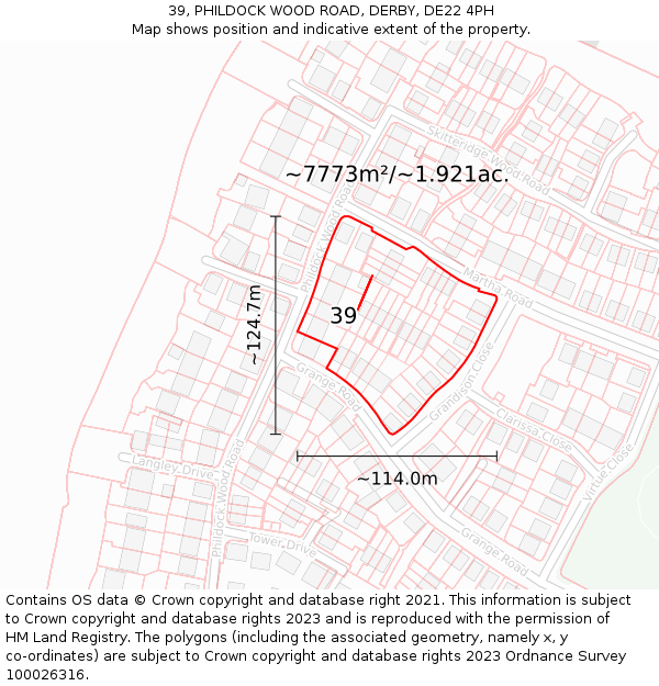 39, PHILDOCK WOOD ROAD, DERBY, DE22 4PH: Plot and title map