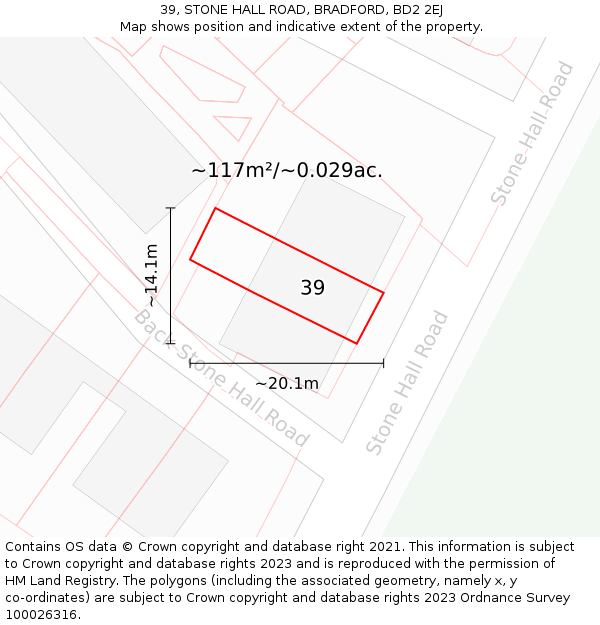 39, STONE HALL ROAD, BRADFORD, BD2 2EJ: Plot and title map