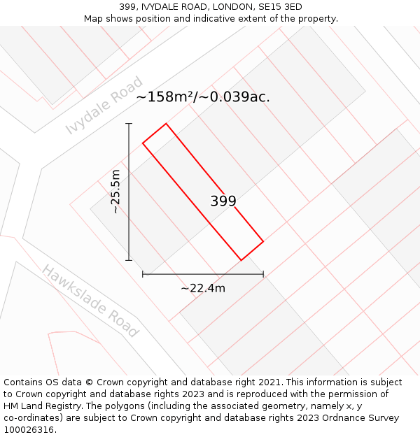 399, IVYDALE ROAD, LONDON, SE15 3ED: Plot and title map