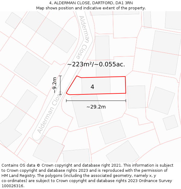 4, ALDERMAN CLOSE, DARTFORD, DA1 3RN: Plot and title map