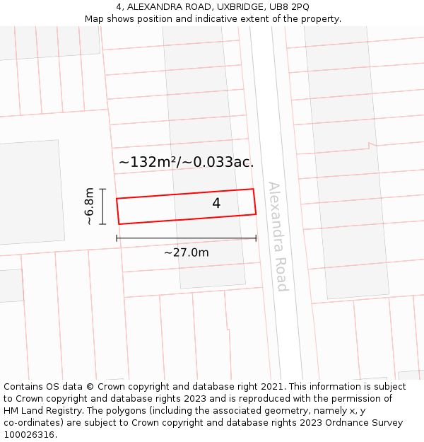 4, ALEXANDRA ROAD, UXBRIDGE, UB8 2PQ: Plot and title map