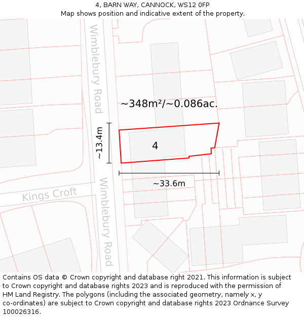 4, BARN WAY, CANNOCK, WS12 0FP: Plot and title map