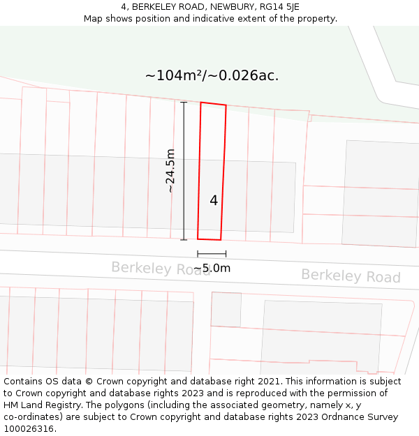 4, BERKELEY ROAD, NEWBURY, RG14 5JE: Plot and title map