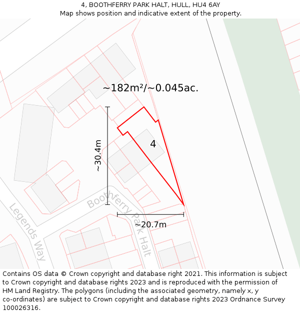4, BOOTHFERRY PARK HALT, HULL, HU4 6AY: Plot and title map
