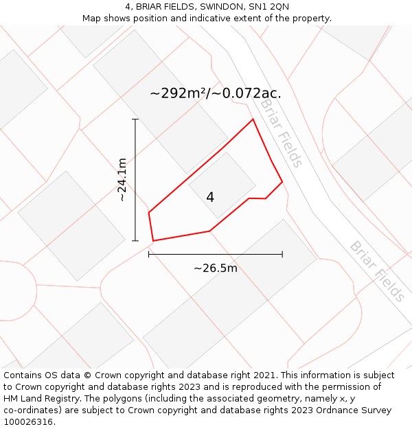 4, BRIAR FIELDS, SWINDON, SN1 2QN: Plot and title map