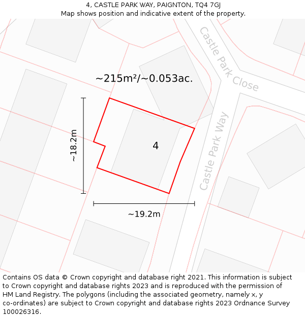 4, CASTLE PARK WAY, PAIGNTON, TQ4 7GJ: Plot and title map
