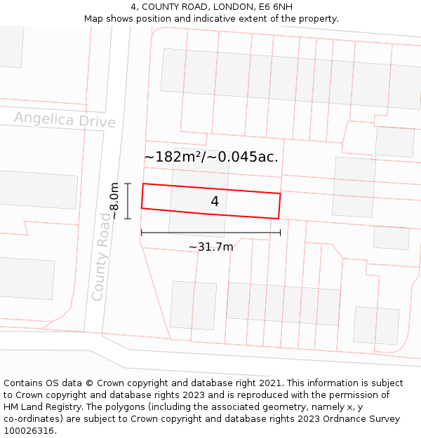 4, COUNTY ROAD, LONDON, E6 6NH: Plot and title map