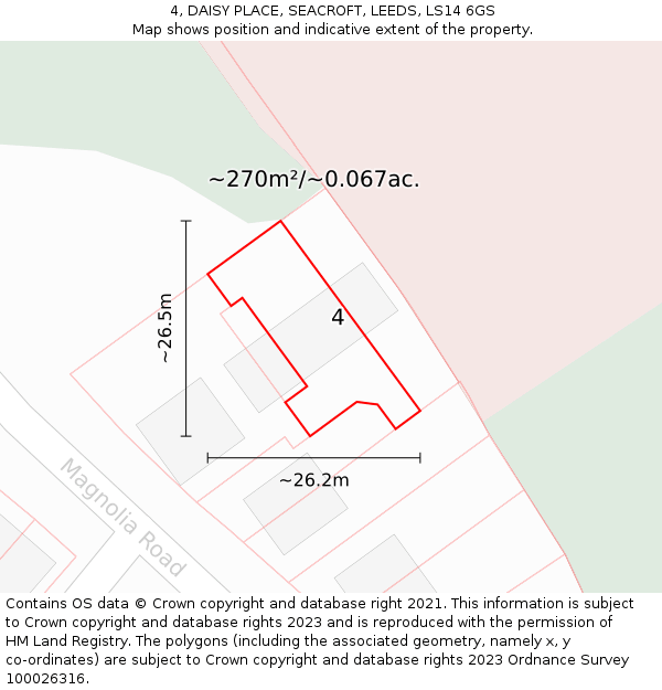 4, DAISY PLACE, SEACROFT, LEEDS, LS14 6GS: Plot and title map