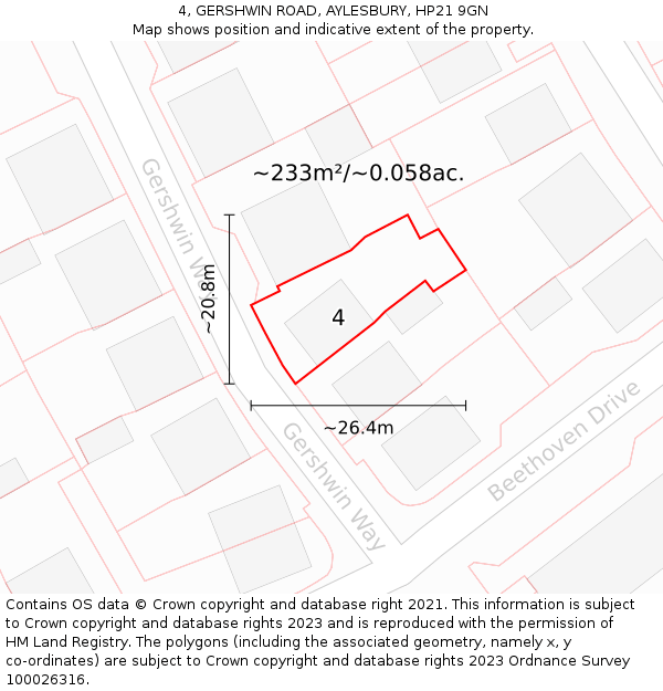 4, GERSHWIN ROAD, AYLESBURY, HP21 9GN: Plot and title map