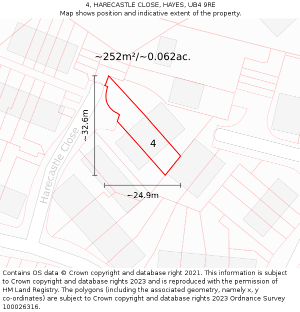 4, HARECASTLE CLOSE, HAYES, UB4 9RE: Plot and title map