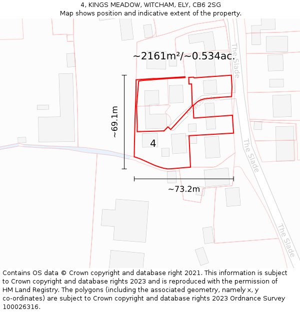 4, KINGS MEADOW, WITCHAM, ELY, CB6 2SG: Plot and title map