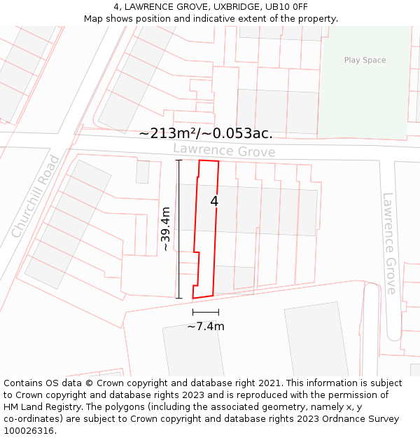 4, LAWRENCE GROVE, UXBRIDGE, UB10 0FF: Plot and title map