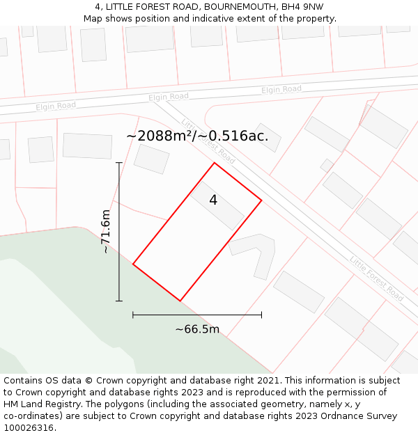4, LITTLE FOREST ROAD, BOURNEMOUTH, BH4 9NW: Plot and title map