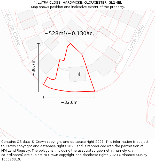 4, LUTRA CLOSE, HARDWICKE, GLOUCESTER, GL2 4EL: Plot and title map