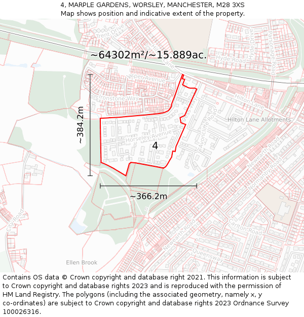 4, MARPLE GARDENS, WORSLEY, MANCHESTER, M28 3XS: Plot and title map