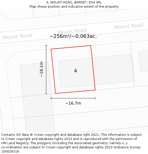 4, MOUNT ROAD, BARNET, EN4 9RL: Plot and title map