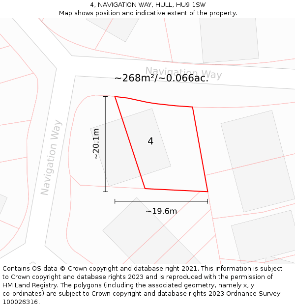 4, NAVIGATION WAY, HULL, HU9 1SW: Plot and title map