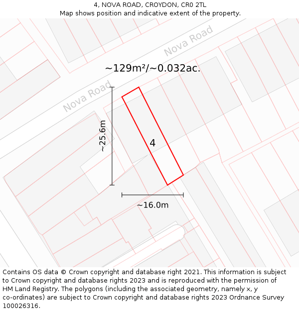 4, NOVA ROAD, CROYDON, CR0 2TL: Plot and title map