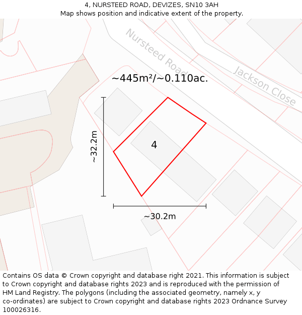 4, NURSTEED ROAD, DEVIZES, SN10 3AH: Plot and title map