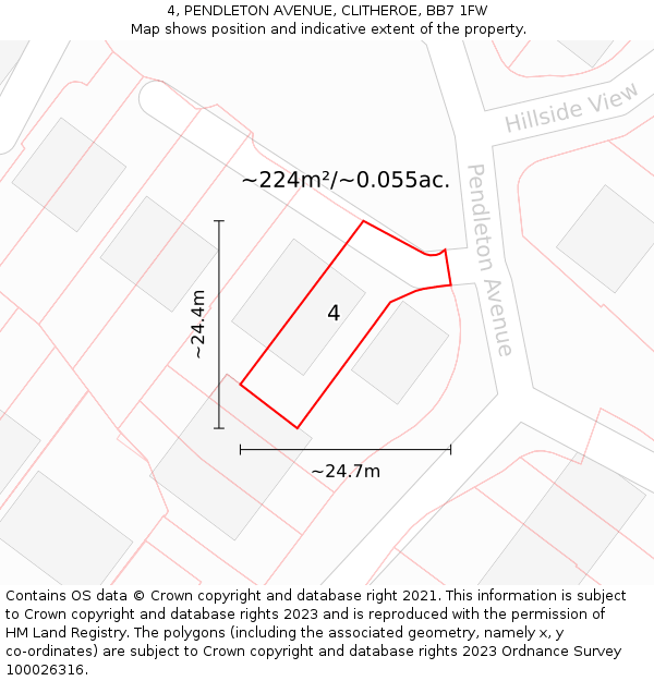 4, PENDLETON AVENUE, CLITHEROE, BB7 1FW: Plot and title map