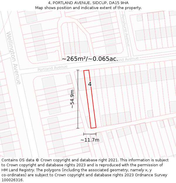 4, PORTLAND AVENUE, SIDCUP, DA15 9HA: Plot and title map