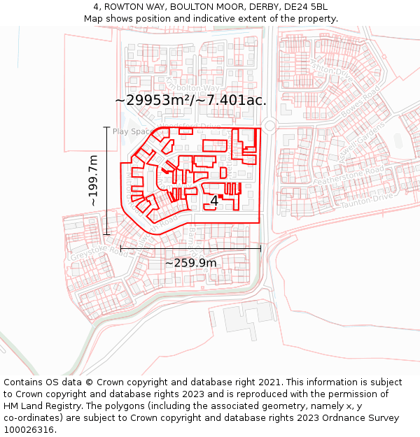 4, ROWTON WAY, BOULTON MOOR, DERBY, DE24 5BL: Plot and title map