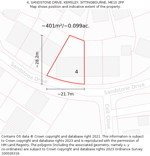 4, SANDSTONE DRIVE, KEMSLEY, SITTINGBOURNE, ME10 2PP: Plot and title map