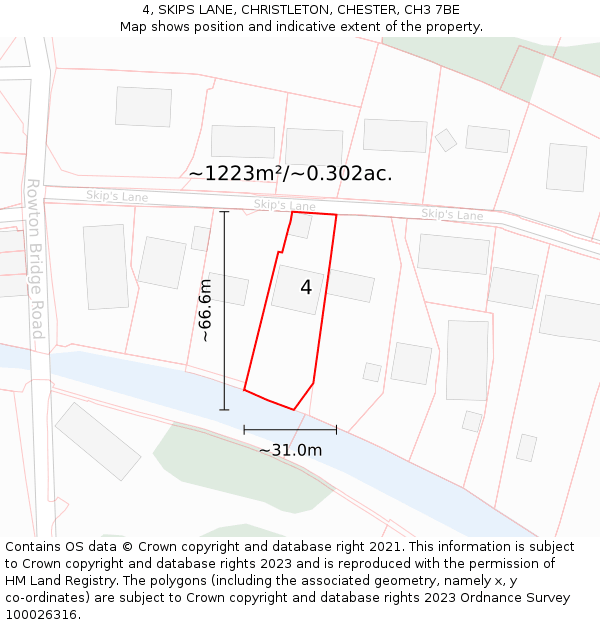 4, SKIPS LANE, CHRISTLETON, CHESTER, CH3 7BE: Plot and title map
