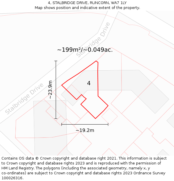 4, STALBRIDGE DRIVE, RUNCORN, WA7 1LY: Plot and title map