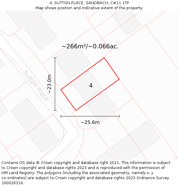 4, SUTTON PLACE, SANDBACH, CW11 1TP: Plot and title map