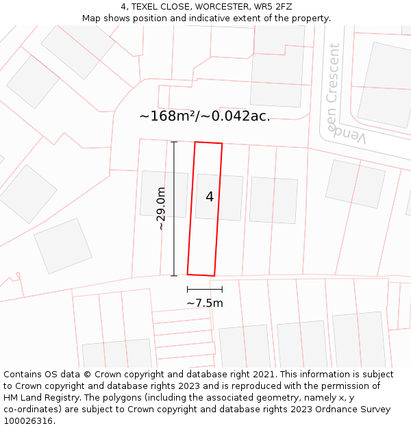4, TEXEL CLOSE, WORCESTER, WR5 2FZ: Plot and title map