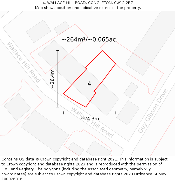 4, WALLACE HILL ROAD, CONGLETON, CW12 2RZ: Plot and title map