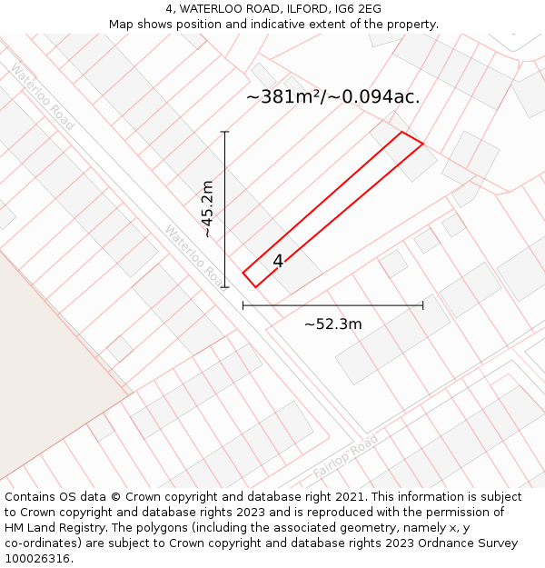4, WATERLOO ROAD, ILFORD, IG6 2EG: Plot and title map