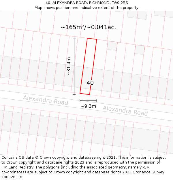 40, ALEXANDRA ROAD, RICHMOND, TW9 2BS: Plot and title map